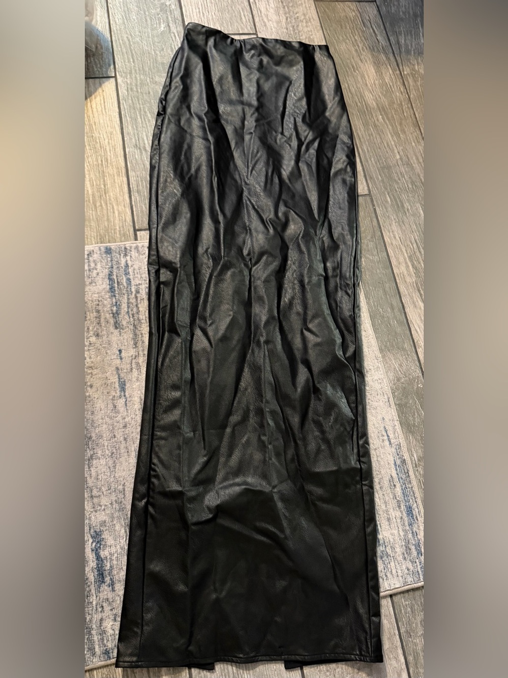 Naked Wardrobe Faux Leather Maxi Skirt with Back Slit